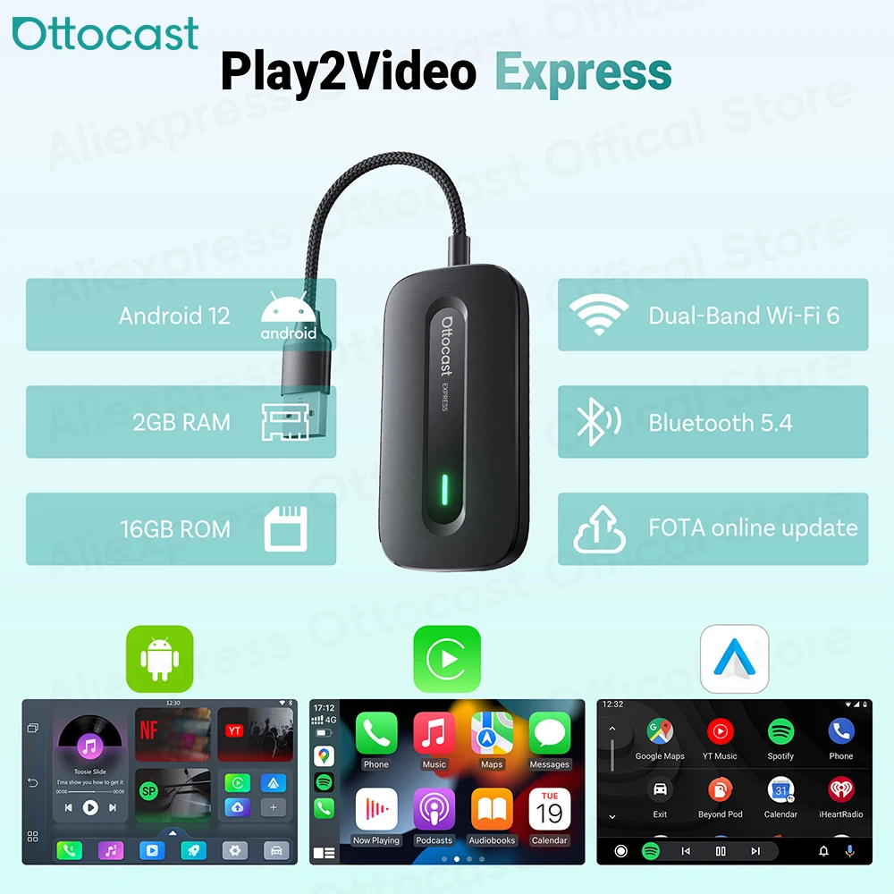 Car Accessories Youtube - Adapter OTTOCAST Play2Video Express Wireless CarPlay