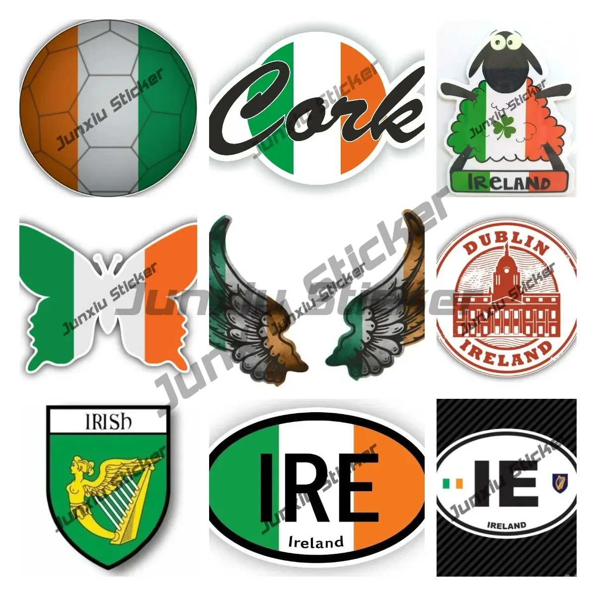 Car Accessories Dublin - Flaga Irlandii Skrzydła Kreatywne naklejki motocyklowe